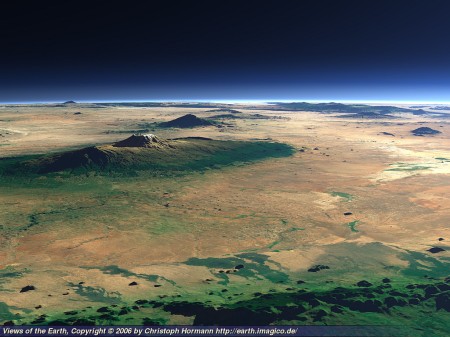 Kilimanjaro is an inactive stratovolcano in north-eastern Tanzania, the highest peak in Africa at 5,891.8 metres.